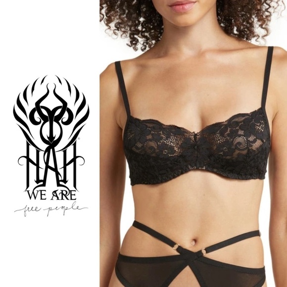 We Are HAH NWT Free People Hook Up Wireless Demi Bra In Noir - Size B 30-38 - Picture 1 of 10